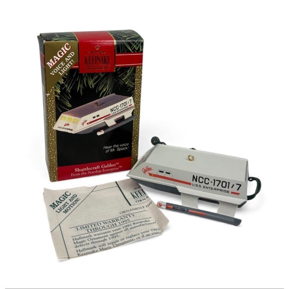 1992 Hallmark Keepsake Star Trek Shuttlecraft Galileo Mr Spock Magic Light Voice
